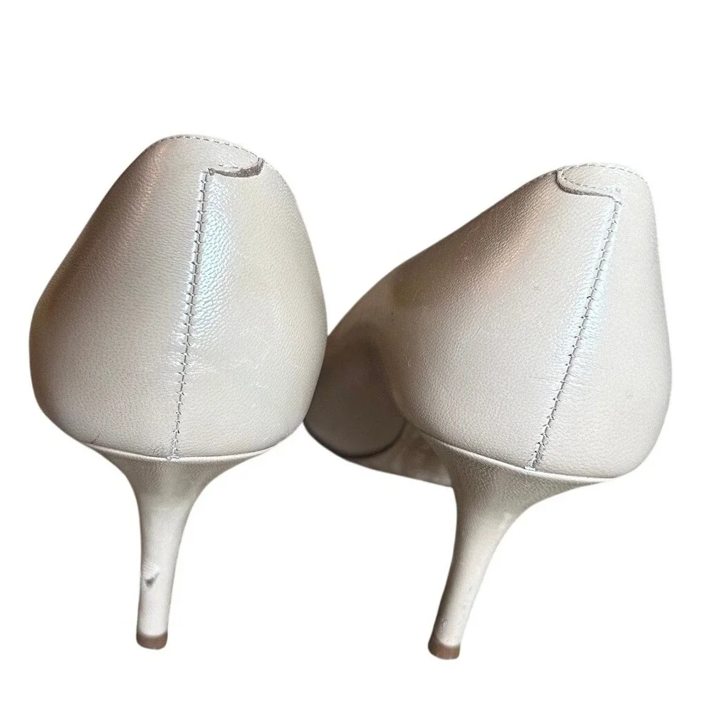 Coach Beige Leather Alison E4 Pointed Toe Pumps Women's 8